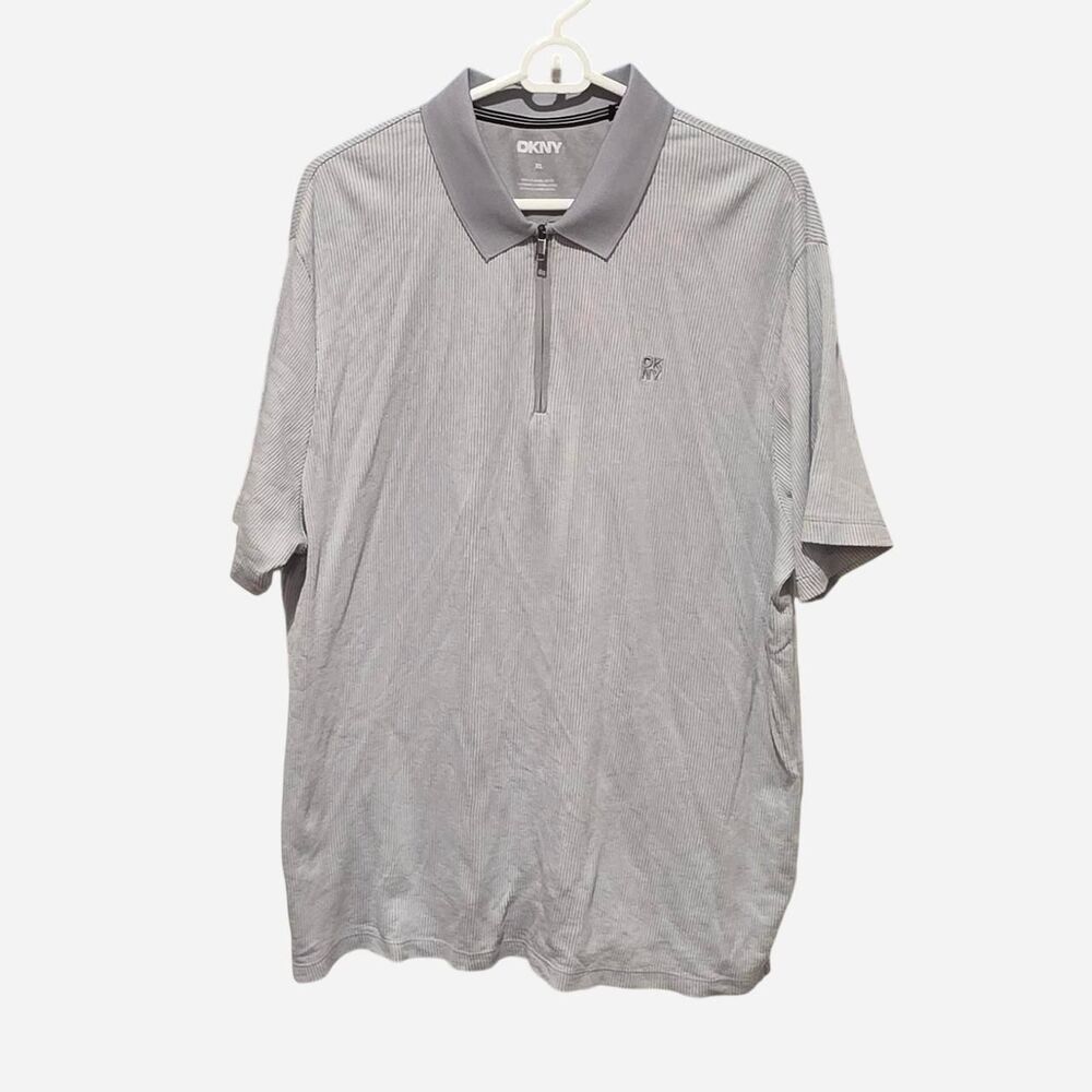 Dkny Men's Grey and Blue Polo-shirts